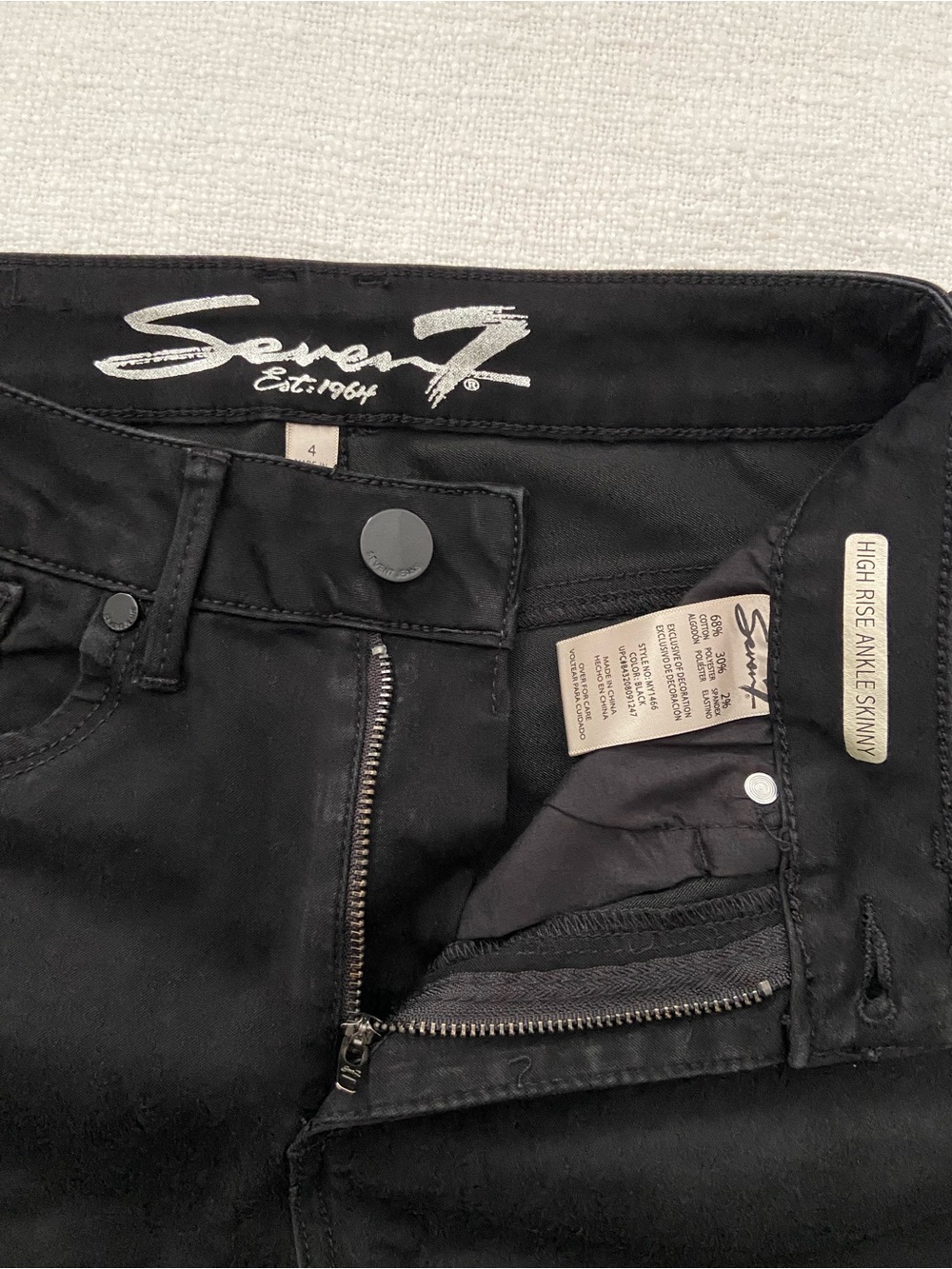 Seven 7 High-Rise Ankle Skinny Jeans Black Women’s Size 4 Like New